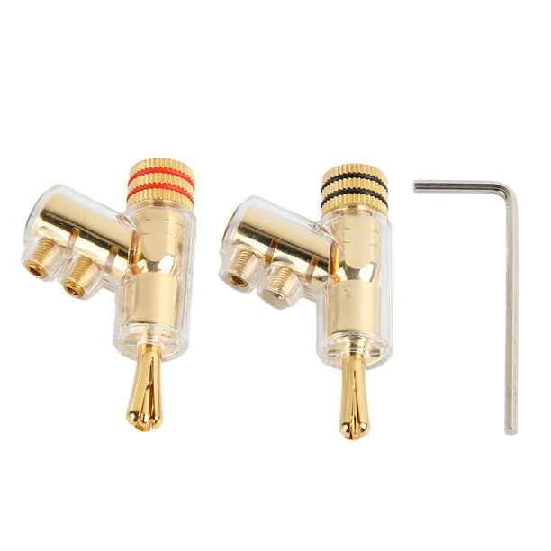 Locking Banana Plugs, Copper Gold Plated Solderless Speaker Banana