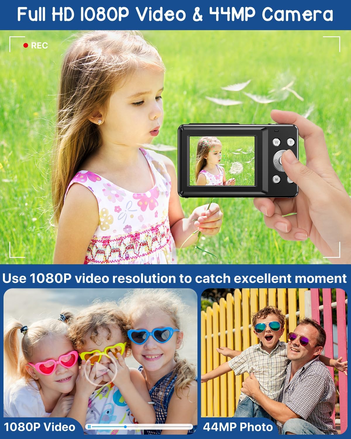 ACTITOP FHD 1080P Digital Camera with 16X Zoom, 44MP photo 7