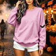thumbnail image 5 of TKLPEHG Womens Halloween Sweatshirt Fashion Halloween Graphic Long Sleeve Crewneck Loose Fit Fall Clothes Casual Comfy Pullover (Pink,L), 5 of 5