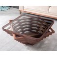 thumbnail image 5 of Papella Model Sardinia Brown Wooden Coffee Table with Glass Rustic Table Natural Walnut Color Center table Mesa de centro Farmhouse big desk livingroom furniture whiskey color tables Free Form, 5 of 5