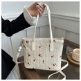 thumbnail image 4 of Granjero Gordo Bolso de mano tejido y bolsas de cosméticos, bolso de mano tejido elegante de playa de verano, bolso de hombro de 10,62 x 3,93 x 7,48 pulgadas (blanco), 4 of 5