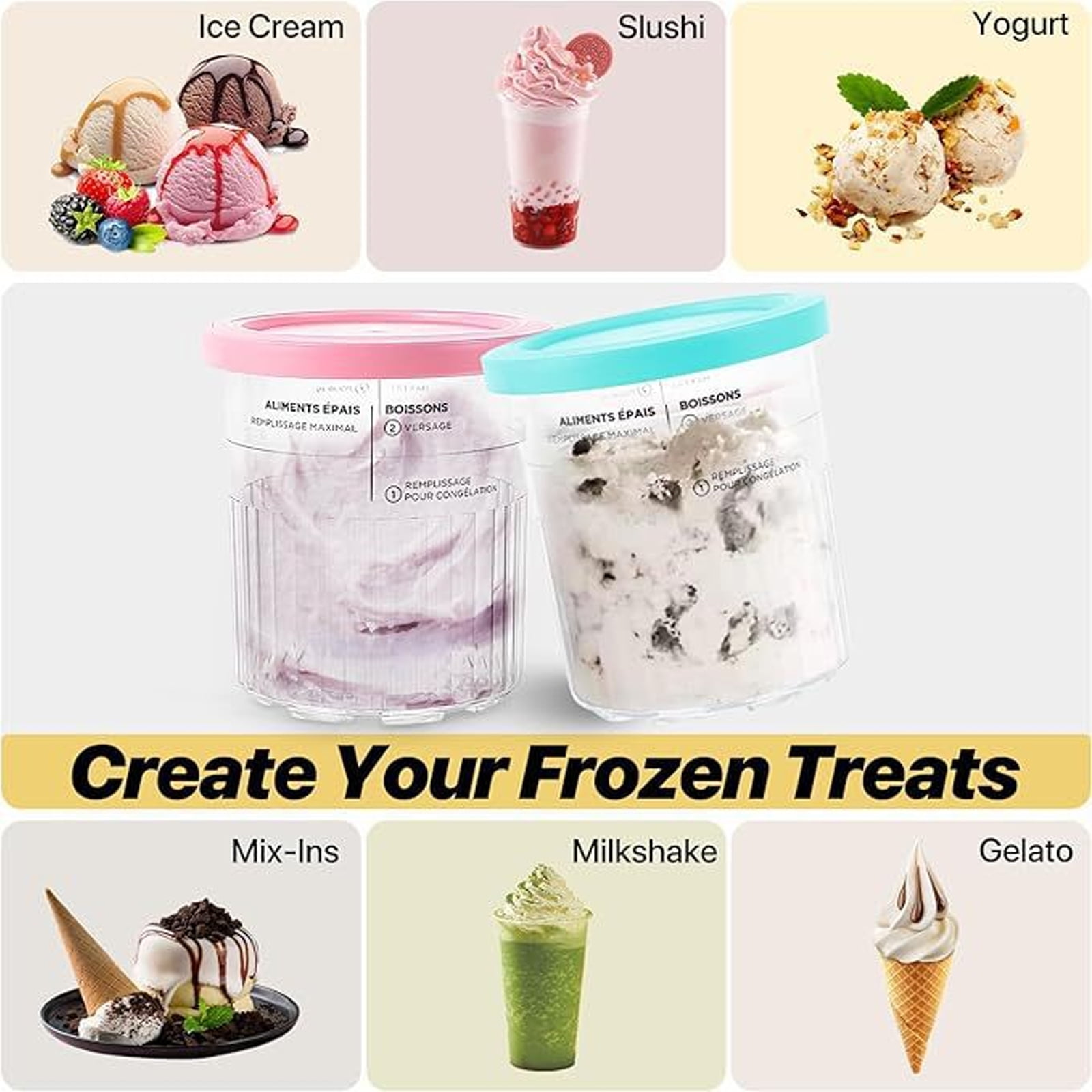 Replacement for Ninja Creami Deluxe Pints and Lids 4 Pack,Compatible with Ninja Creami 11-in-1 NC501 NC500 Series Deluxe Ice Cream Maker,24oz Deluxe XL Cups