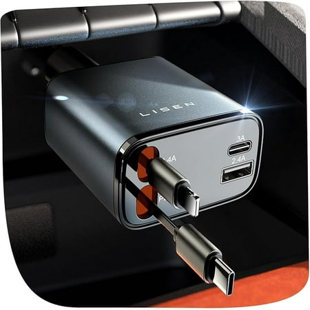 Retractable Car Charger Gifts for Men Women 69W Cars Adapter USB C Fast Charger for iPhoen 17 Car Accessories for Men Women Gifts for Dad Mom for iPhone 17 Pro Max Air 16 15 14 13 12 Plus