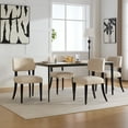 thumbnail image 7 of KATBOC Farmhouse Dining Table and Chair Set, Large 71in Rustic X-Leg Table with 6 Cream Upholstered Chairs, Brown Wood Grain Finish for Kitchen & Dining Room, 7 of 7