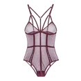 thumbnail image 2 of Lencería de 1 pcs de mujer con cuello en V Halter de encaje Ropa interior , Púrpura, S S BLESIY Ropa interior de encaje de una sola pieza, 2 of 8