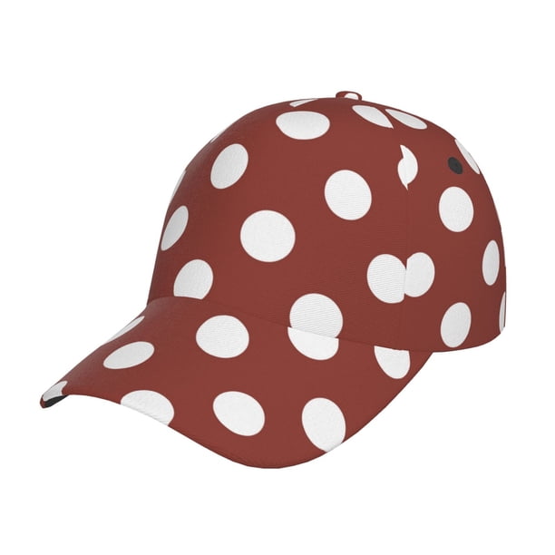 Fotbe Maroon And White Polka Dot Gorro Clásico de Béisbol, Gorra Ajustable con Broche Snapback, Gorro de Exterior de Algodón Suave