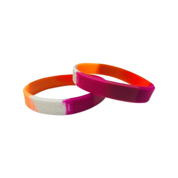 Bulk Sunset Lesbian Flag PRIDE Silicone Bracelets (25 Bracelets)