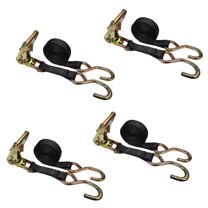 4 Pack 1" x 15' USA Heavy Duty Utility 1" Ratchet Tie Down Strap w/ S Hook for Boat Motorcycle,Black