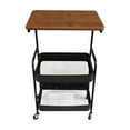 thumbnail image 4 of Fancyes Storage Cart 3 Tier Slim Storage Cart Metal Frame Unit Rolling Utility Cart Metal Wire Storage Cart for Laundry Room Bathroom Black walnut, 4 of 8