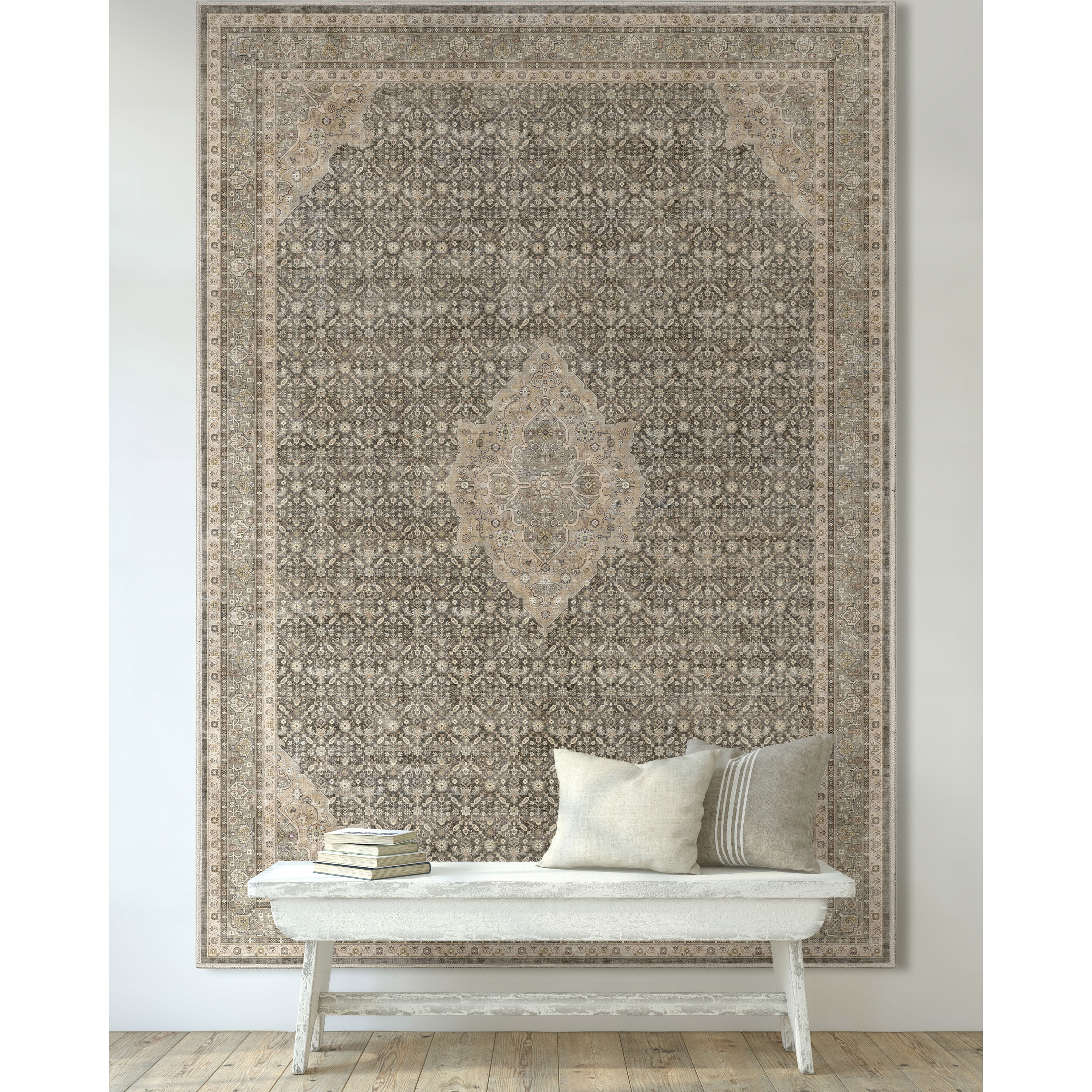 Well Woven Asha Lilith Vintage Oriental Grey Beige 7'7" x 9'10" Area Rug