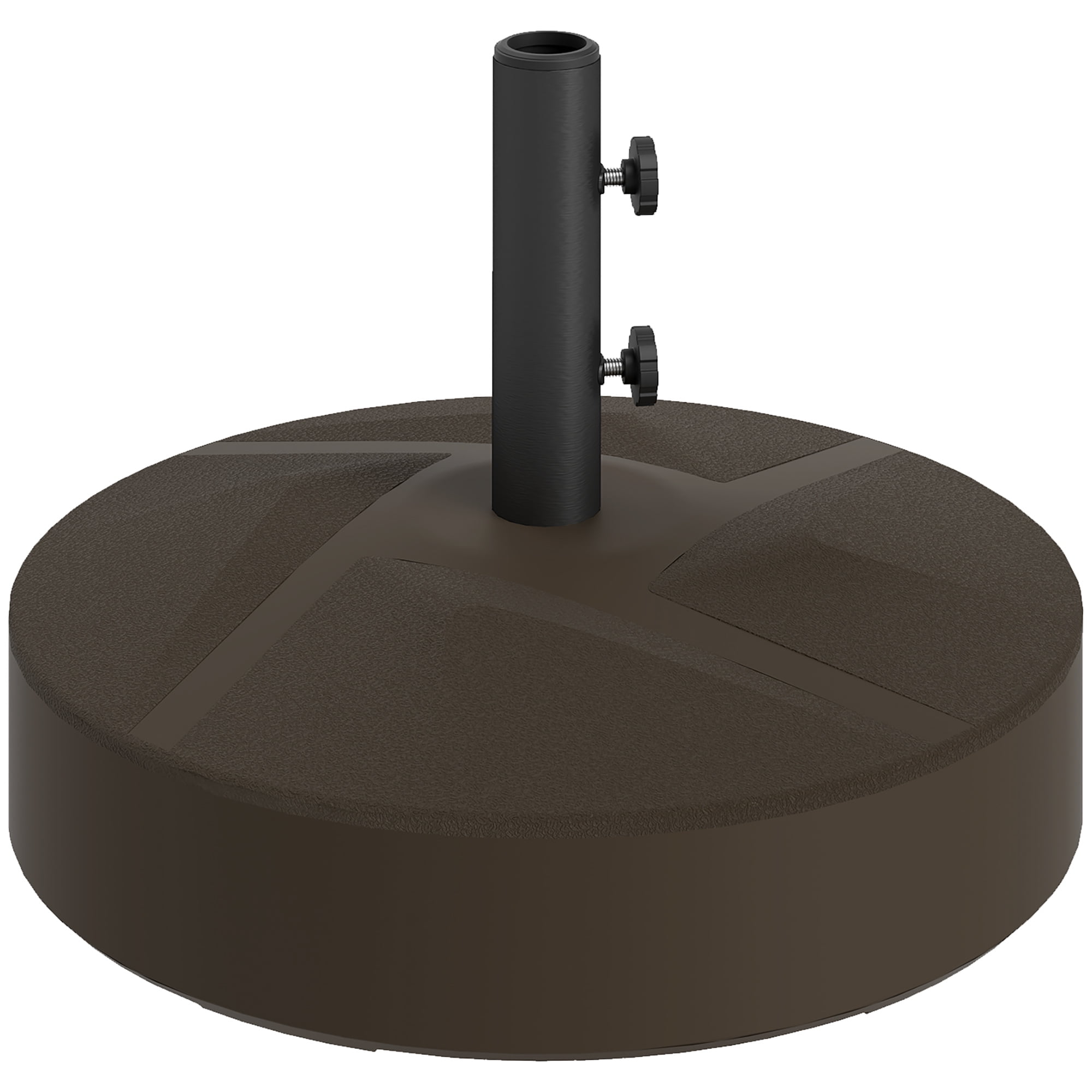 Outsunny Patio Umbrella Base Holder Outdoor Umbrella Stand, Filled Up to 66lbs with Stand or 55lbs with Water for Garden Poolside, Brown