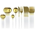 thumbnail image 1 of 24Pcs Stainless Steel Dinnerware Set Kitchen Green Gold Cutlery Set Knife Fork Spoon Flatware Tableware Minimalist Silverware, 1 of 5
