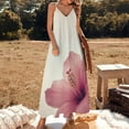 thumbnail image 3 of Pink Hibiscus Soft Gentle Bloom Sleeveless Suspender Dress Summer Fashion Casual Long Dress, 3 of 9