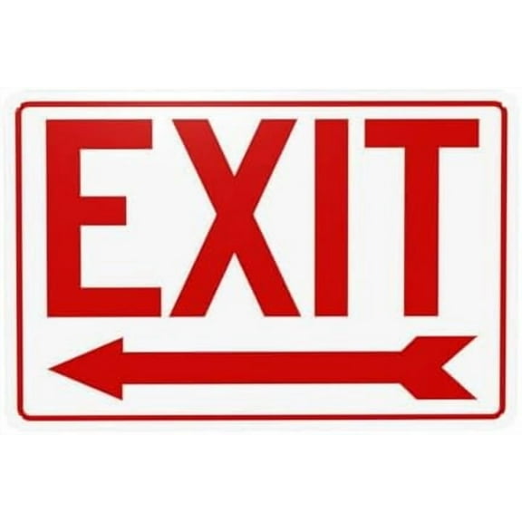 Exit Sign, Left Arrow Warning Sign, Exit Metal Signs for Home Business Outdoor Indoor Road Yard Garage Street Wall Caution Custom Decor 12 x 8 Inch