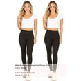 thumbnail image 5 of Moa Collection Women's Casual High Waist Solid Full Length Leggings (Pack of 2), 5 of 5