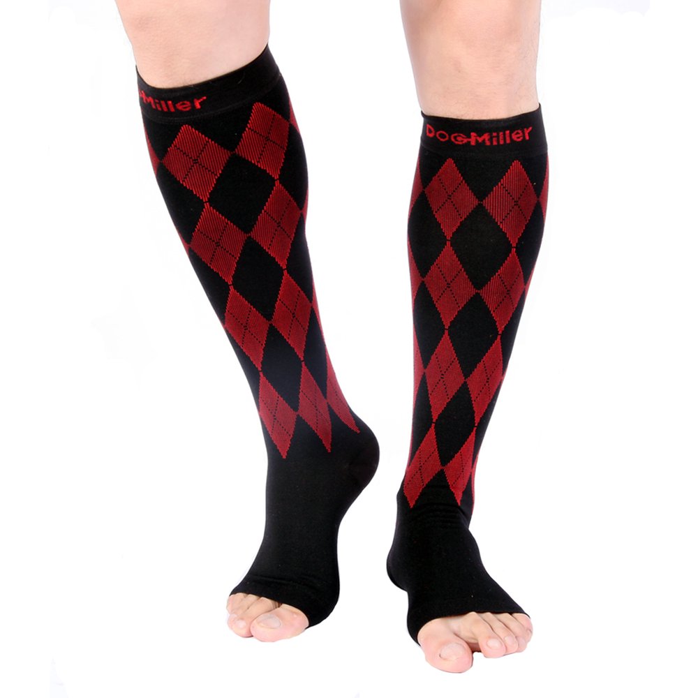 Doc Miller Premium Open Toe Compression Socks 1 Pair 2030mmHg Knee