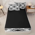 thumbnail image 4 of Homewish Goth Halloween Skull Zipper Twin Comforter Sets with Fitted Sheet and 2 Pillowcases,Victorian Damask Zipper Bedding Set,Black White,Black Reversible,4pcs, 4 of 8