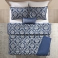 thumbnail image 3 of Mainstays Damask 5-Piece Blue Jacquard Comforter Set, Full/Queen, 3 of 15