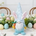 thumbnail image 6 of Beautynvta Easter Plush Toy, Cute Gnome Doll with Rabbit Ears, Soft Standing Gnome Faceless Doll Holding Carrot, for Spring Table Ornament Home Decor, Blue, 6 of 7