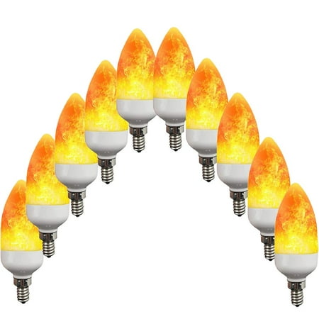 

Nightwill Flame Light Bulb E12 LED Flickering Flameless Warm White Simulated Fire Effect Tip Candelabra Bulbs For Holiday Party Home Decoration 1/2/4/6/10Pcs