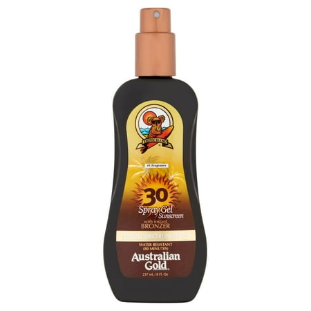 SPF30 Sunscreen Sunblock Spray Gel and Bronzer, Australian Gold