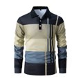 thumbnail image 3 of Waffleknit Golf Shirts for Men Long Sleeve Button Collared T-Shirts Mens Casual Color-Block Pullover Breathable Lapel Office Work Tees Tops, 3 of 7