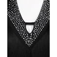 thumbnail image 5 of iiniim Women's V Neck Long Sleeve Fringe Latin Dance Tango Waltz Cocktail Party Dress Black XL, 5 of 7