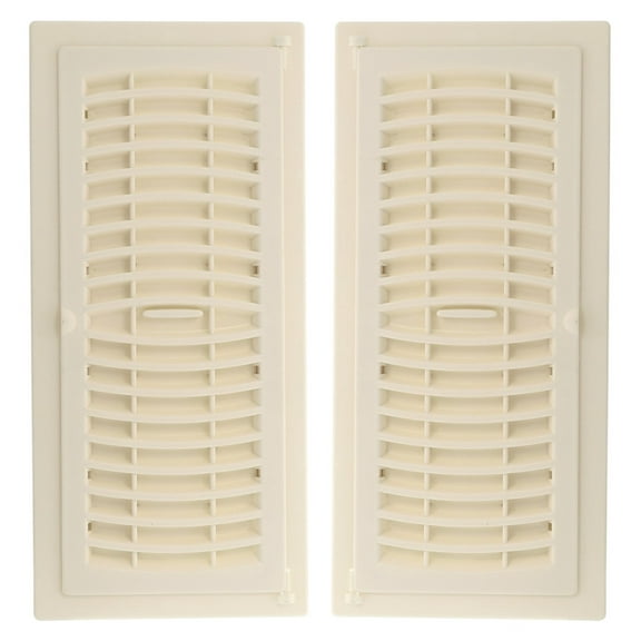 4in x 12in Plastic Rust Proof Almond Pop-Up Heating and Cooling Floor Register (2 PACK) - Overall Dimensions 5 1/4in x 13 1/4