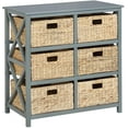 thumbnail image 5 of eHemco 3 Tier X-Side End Storage Cabinet with 6 Water Hyacinth Natural Wicker Baskets, Gray, 5 of 6