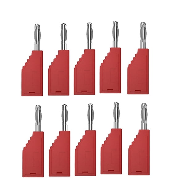 10 Unids/Set Conector Enchufe J.10054 4mm Enchufe Apilable Conector Tipo Banana Conector Frontal Enchufes Multifunción, Rojo