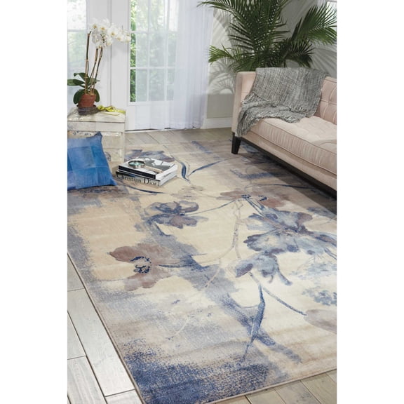 Nourison Somerset Floral Ivory/Blue 3'6" x 5'6" Area Rug, (4x6)