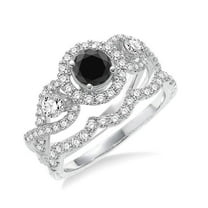 Infinity design 2 Carat Round cut Black Diamond Wedding Set in 14k Rose Gold affordable sapphire and diamond engagement ring