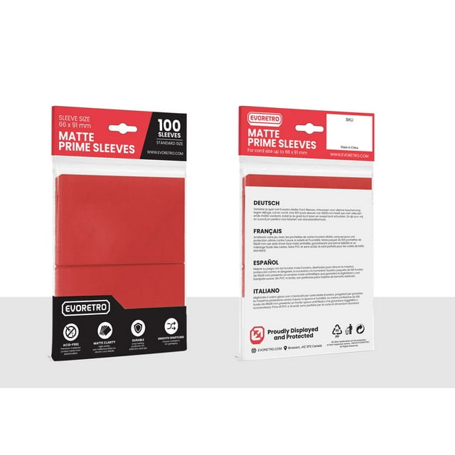 EVORETRO Lot de 100 Pochettes de Cartes Rouge Mat – Housses Protectrices Durables pour Cartes à Collectionner, MTG, Yu-Gi-Oh! et TCG