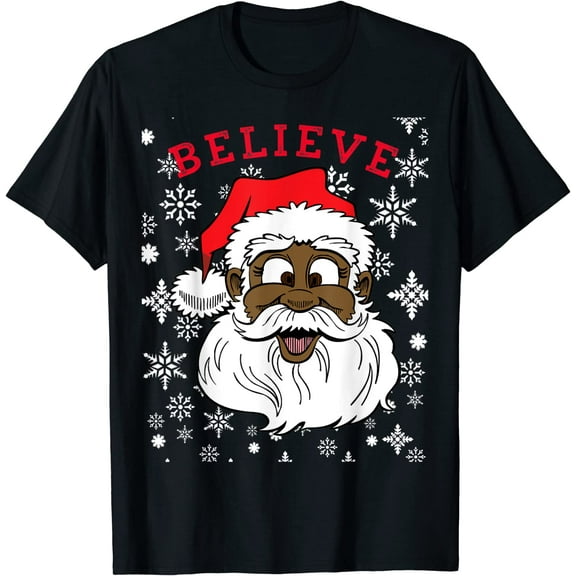 African American Santa Fun Black Believe Santa T-Shirt