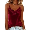 thumbnail image 2 of BUIGTTKLOP Velet Tops for Women Adjustable Spaghetti Strap Sleeveless Shirts Scoop Neck Velour Camisole Tops Loose Fitted Party Camis, 2 of 6