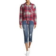thumbnail image 2 of No Boundaries Juniors' Tie Front Plaid Flannel Shirt, 2 of 6