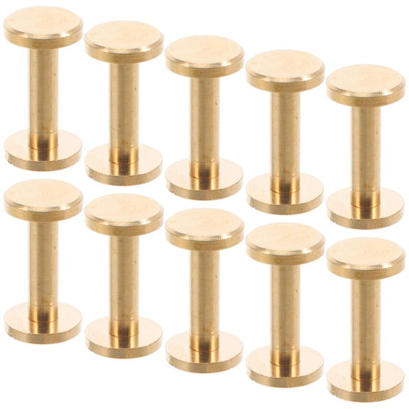 Homoyoyo 10pcs Flat Head Rivets For Leather Projects Brass Decorative Design DIY Enthusiasts