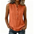 thumbnail image 6 of Homenesgenics Tank Tops for Women under $5 Summer Solid-Color Button-Down Cotton-Linen Sleeveless Round-Neck T-Shirt Orange S, 6 of 9