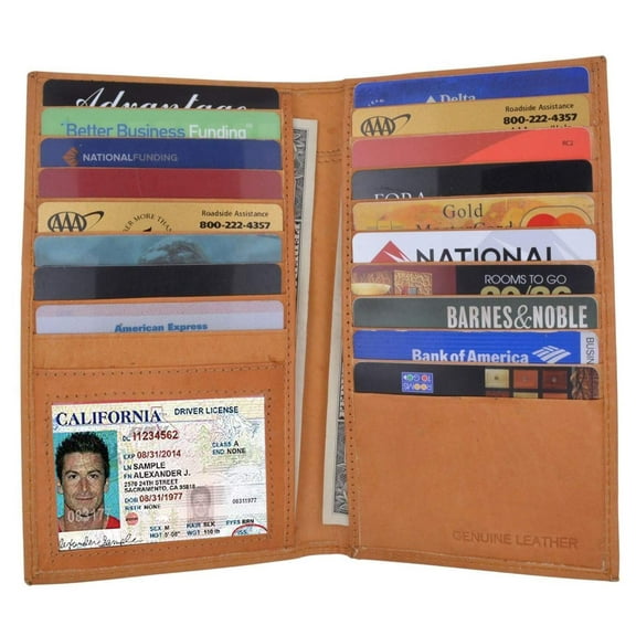 RFID Blocking Leather Checkbook Cover Men's Secretary Wallet 19 Card Holder High Capacity