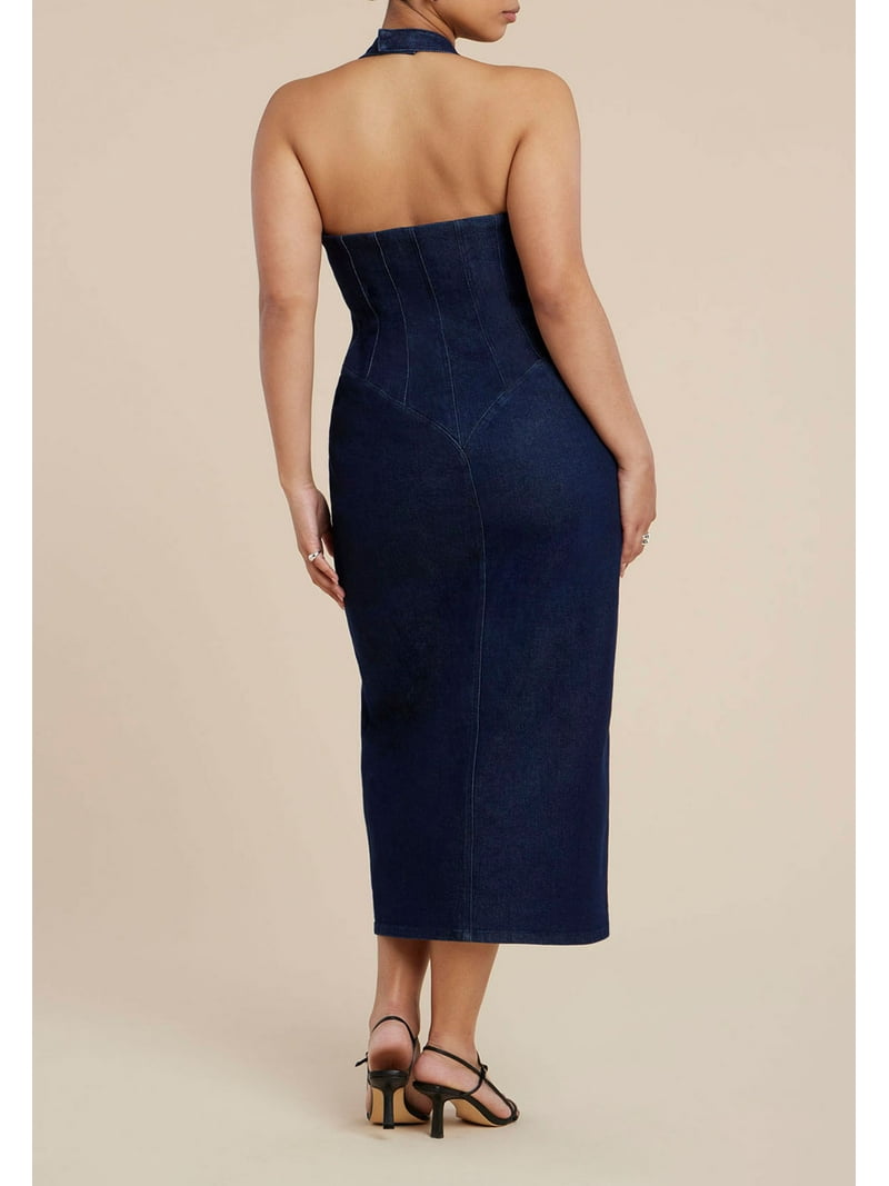 Plus Size Women's Denim Corset Dress by ELOQUII in Dark Wash (Size 26) Plus Size Women's Denim Corset Dress by ELOQUII in Dark Wash (Size 26)