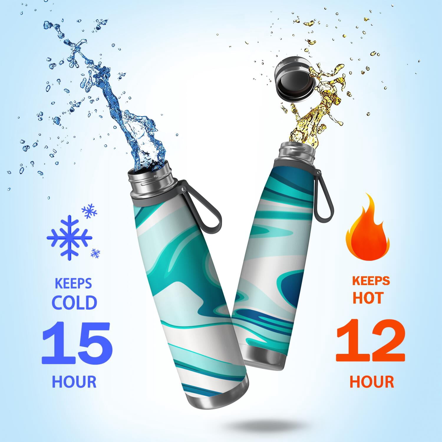 29oz Insulated Water Bottle with Tea Infuser, Stainless Steel Travel Mug, Liquid & Marble Print