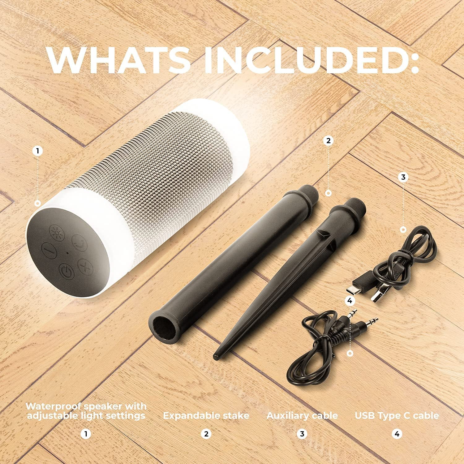iJOY Tiki Portable Speaker with LED Lights – Waterproof for Indoor & Outdoor Use