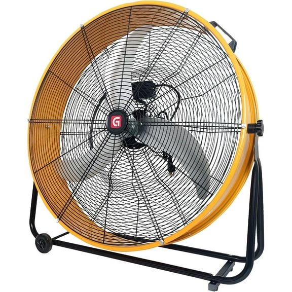 24" Industrial High Velocity Drum Fan, Heavy Duty Floor Fan,320W 8800 CFM Portable Air Circulator With 3-Speed Control, 360° Tilt, Durable Steel Construction for Warehouse,Garage,Workshop,Gym,Basem