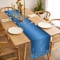 thumbnail image 3 of Modern Blue Table Runner - 72 Inch Long, Kitchen Dining Table Runner Dresser Scarves, Abstract Diamond Luxury Gradient Farmhouse Decor for Coffee Tables Wedding Party Banquet, 3 of 8
