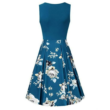 

Pink Dress Wedding Dress Women V- Neck Casual Flowers Printing Loose Fit Mid-Length Swing Sleeveless Dress Summer Savings Clearance 2022 Summer Dresses for Women 2022 Corset Dress Blue M