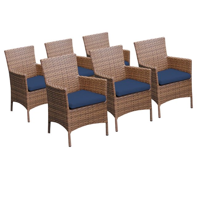 TK Classics Laguna Patio Dining Arm Chair in Navy (Set of 6)
