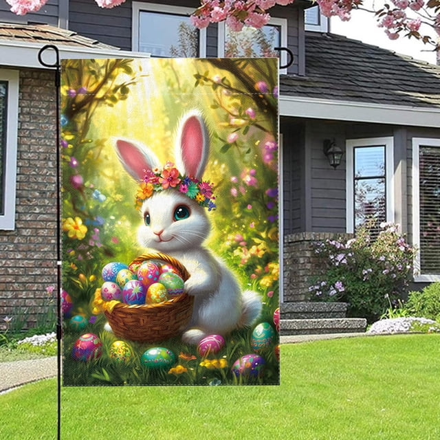 Yusimy Easter Garden Flag Festive Holiday Design for Outdoor Yard Lawn Porch Home Easter Decor