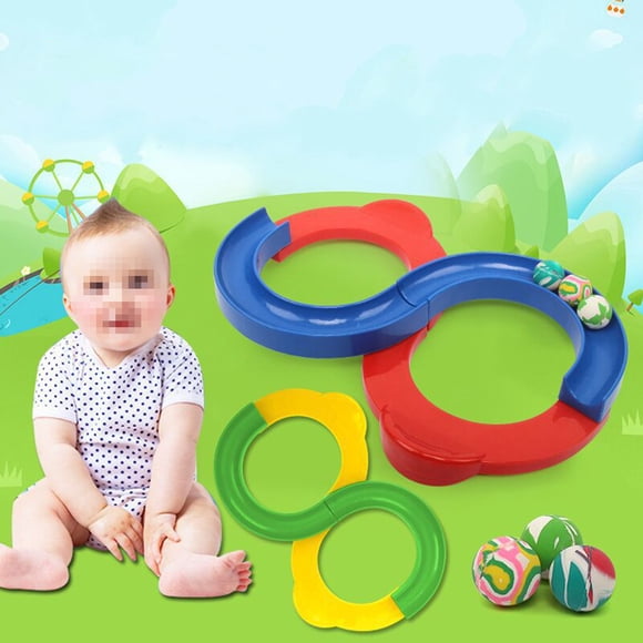 WEUVEB Ball Toy Track Set Plastic Mixed Color for 1 Set 1 Track 3 Balls