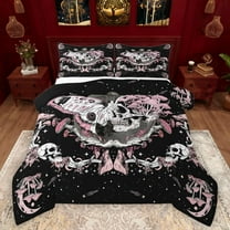 Castle Fairy Female Men Abstract Moth Skull Bedding Comforter Set 2pcs,Gothic Style Twin Comforter Sets Microfiber,Botanical Mushroom Galaxy Breathable Bedding Set,Lightweight Room Decor,Reversible