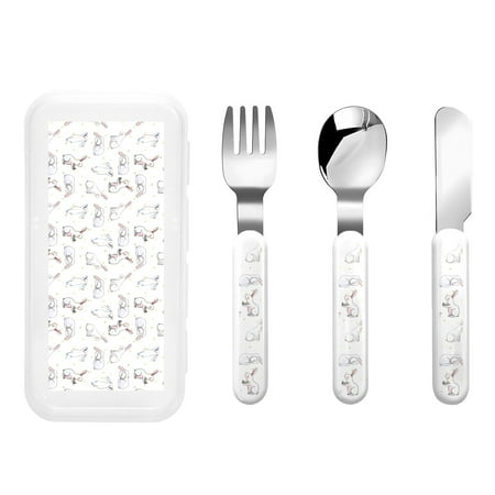 

Lukts Rabbit Eating for Children s Knife Fork and Spoon Three-Piece Set Stainless Steel Children and Toddler Safety Cutlery with Outer Box